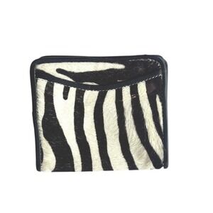 Paul Smith Zebra Print Calf Hair Leather Bifold Wallet Black White Made in Italy